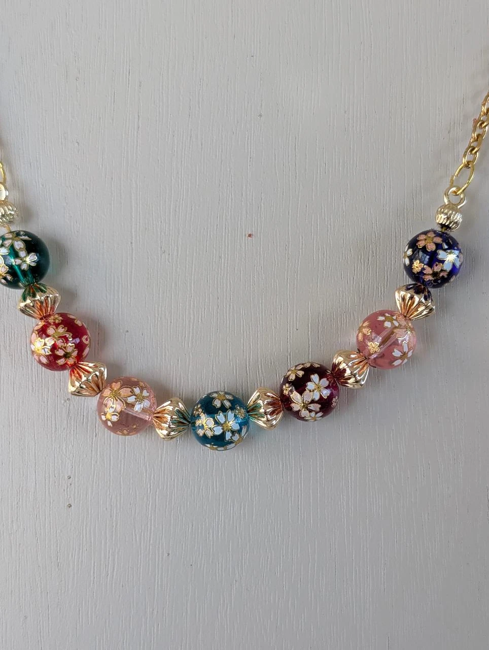 Ketting & oorbellen set op parelketting sakura Japans veelkleurig PA1024 – photo 2